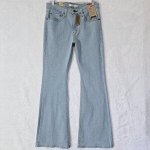 Levi's 726 High Rise Striped Flare Jeans 30 Light Wash Y2K NWT